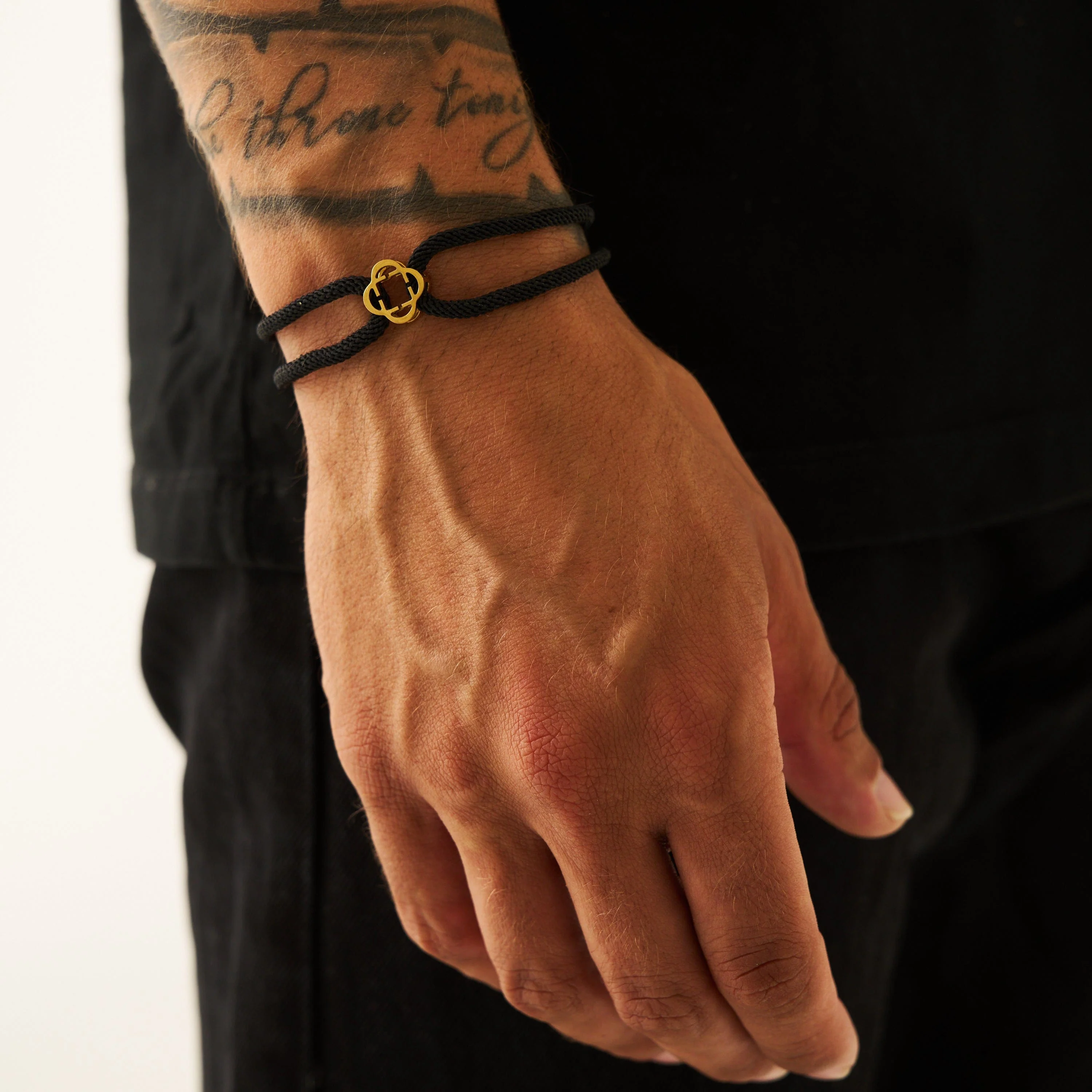 Black Cord Bracelet (Gold) - Image 2