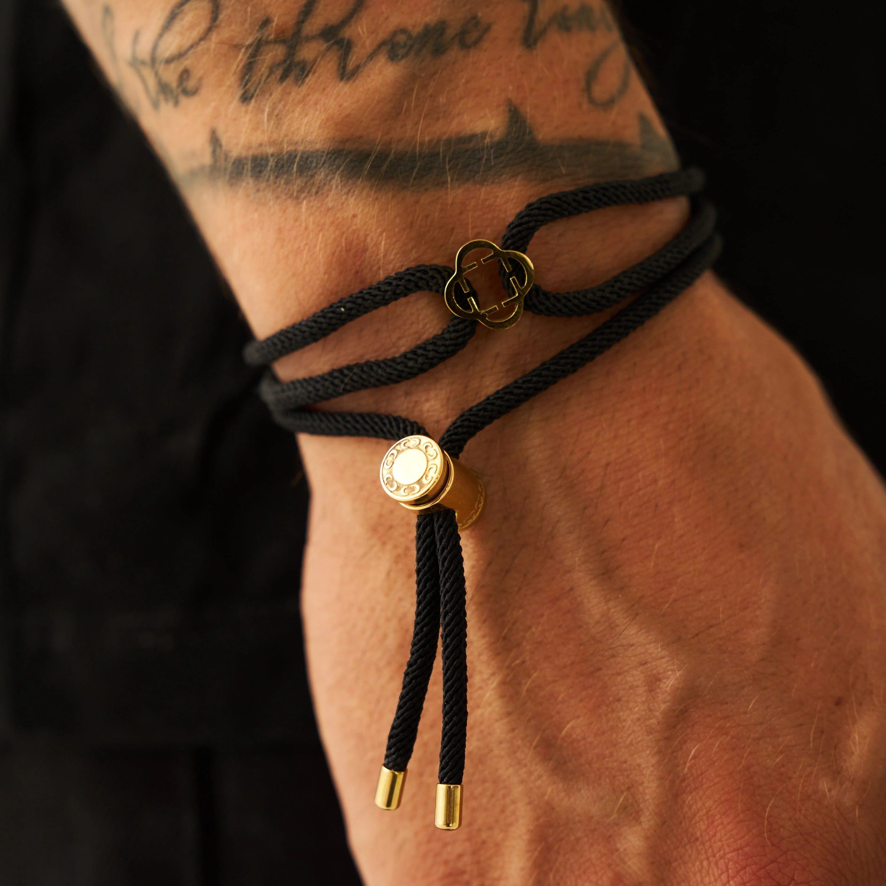 Black Cord Toggle Bracelet (Gold) - Image 8