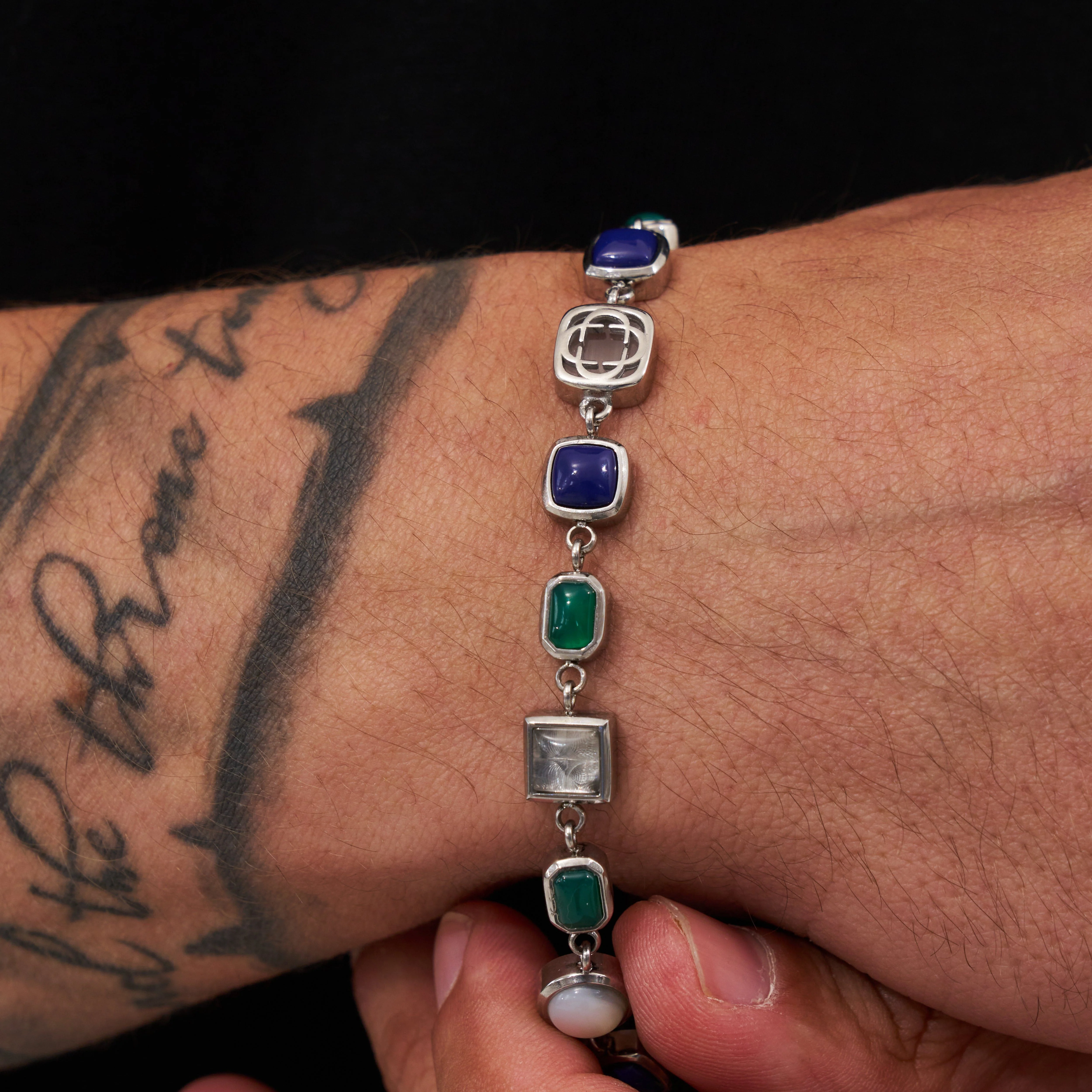 Blue Crystal Gemstone Bracelet (Silver) - Image 6