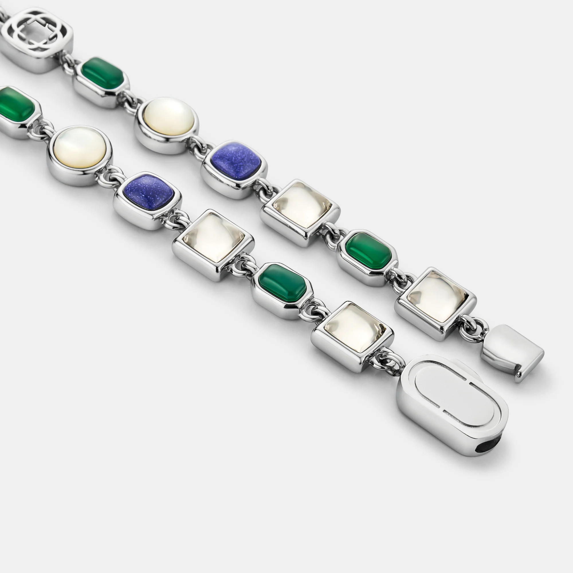 Blue Crystal Gemstone Necklace (Silver) - Image 4