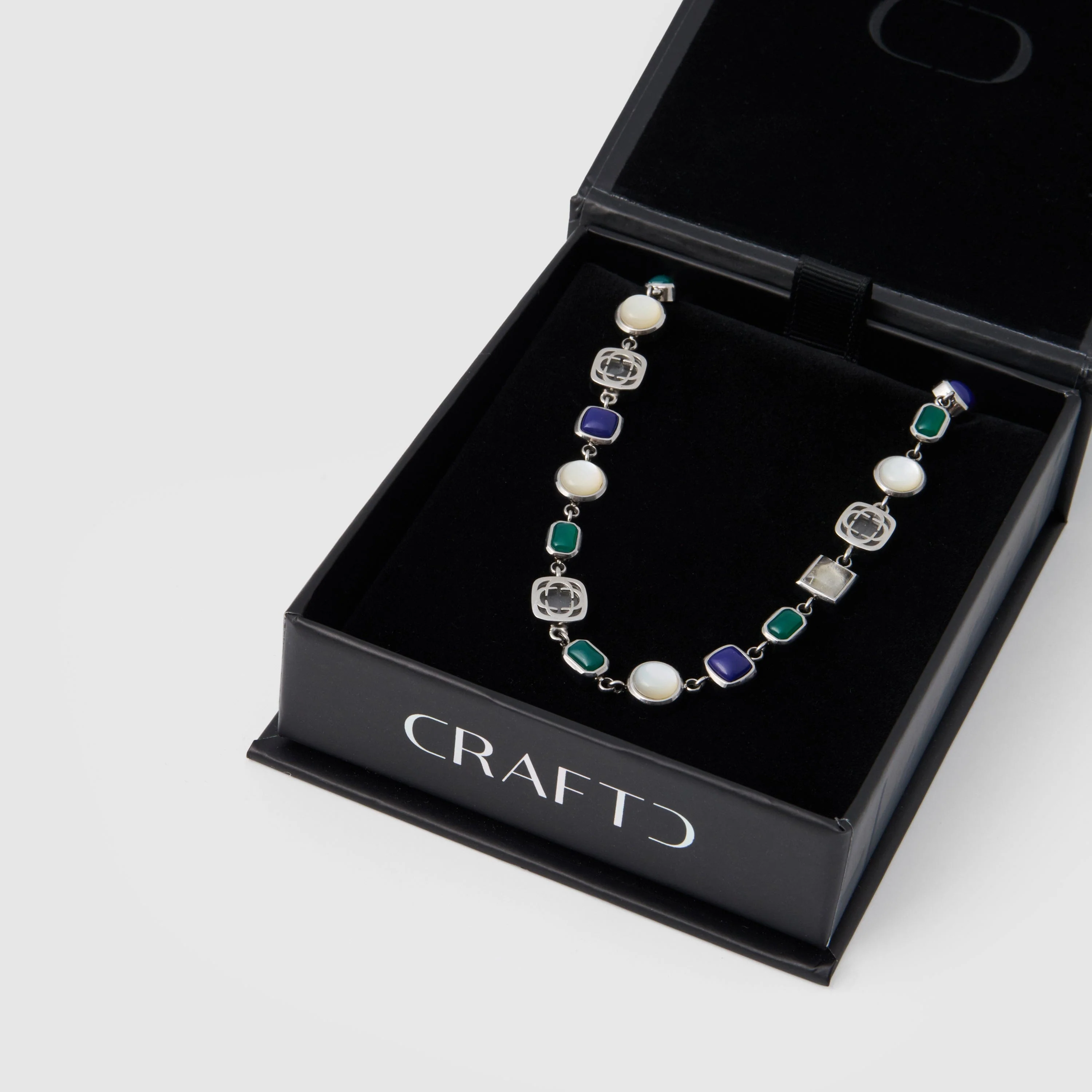 Blue Crystal Gemstone Necklace (Silver) - Image 9
