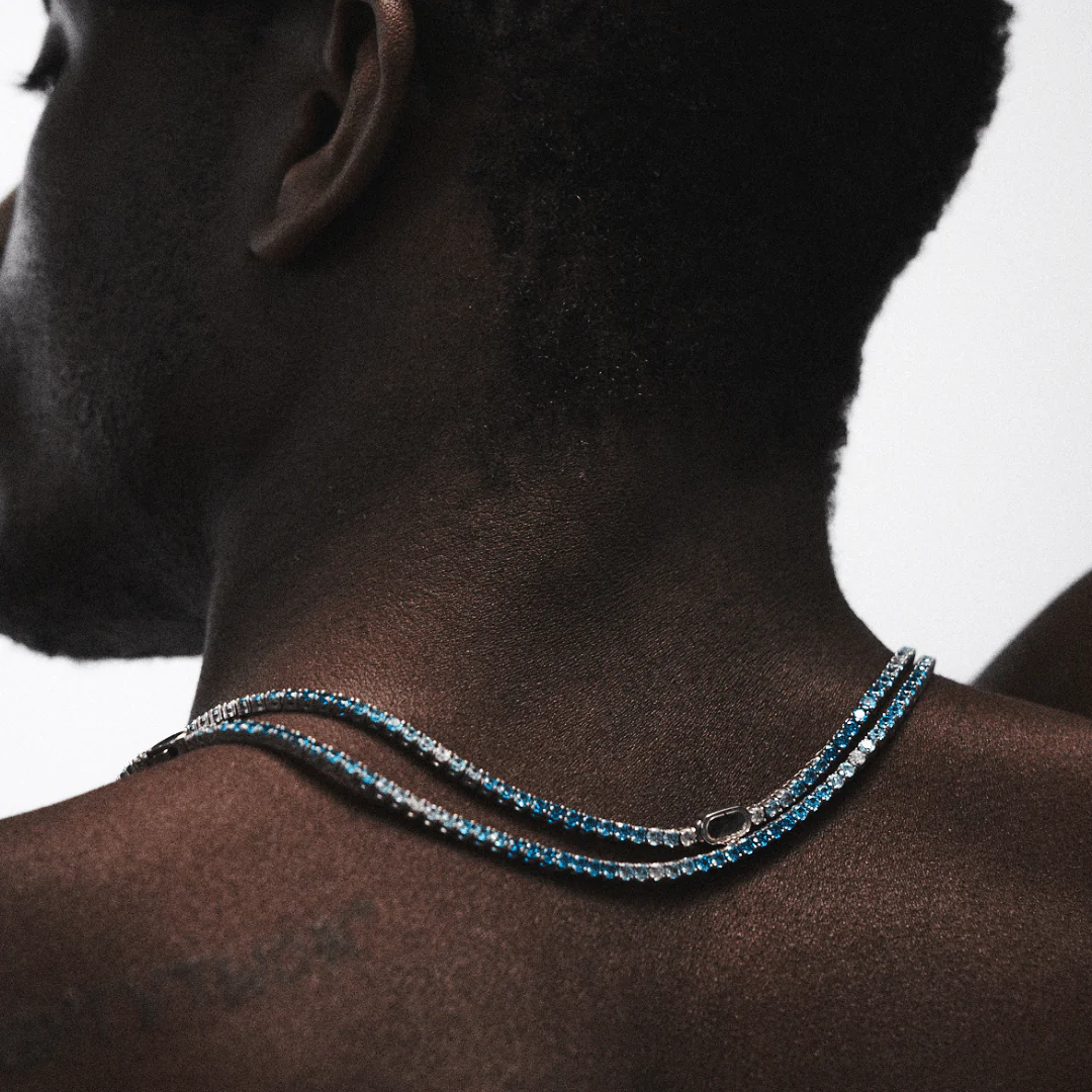 Blue Tennis Chain (Silver) 3mm - Image 9