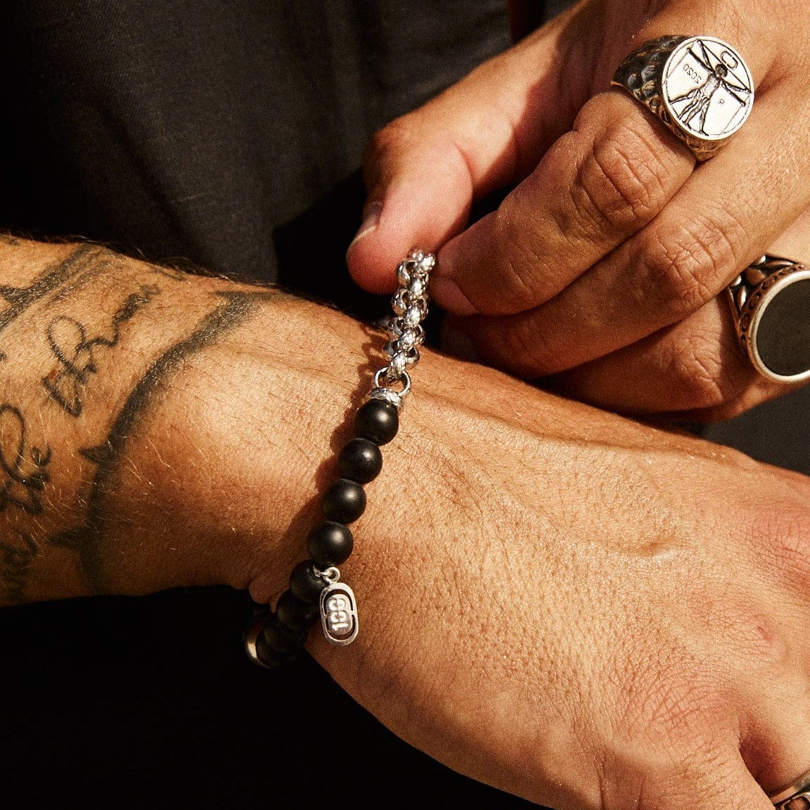 Chained Bead Bracelet (Silver) - Image 2
