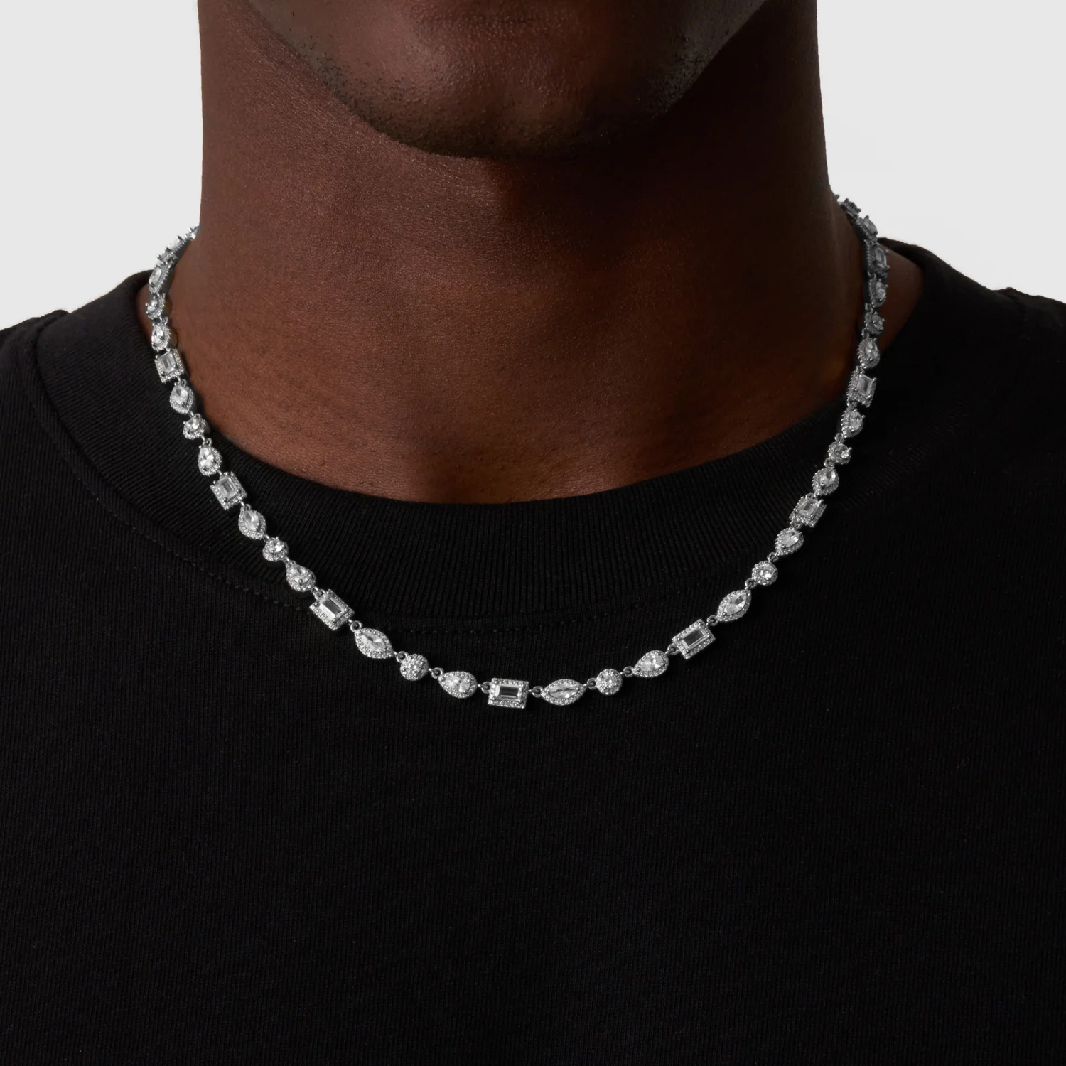 Mixed Cluster Linked Necklace (Silver) - Image 2