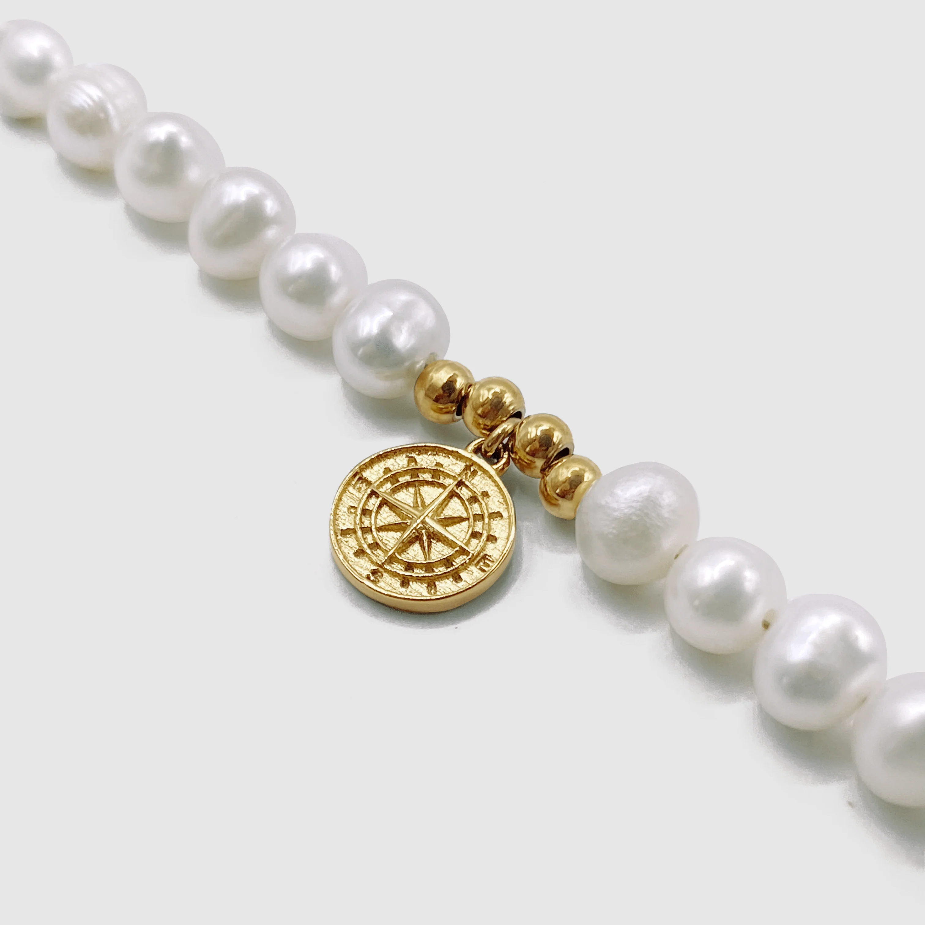 Compass Real Pearl Necklace (Gold) - Image 3