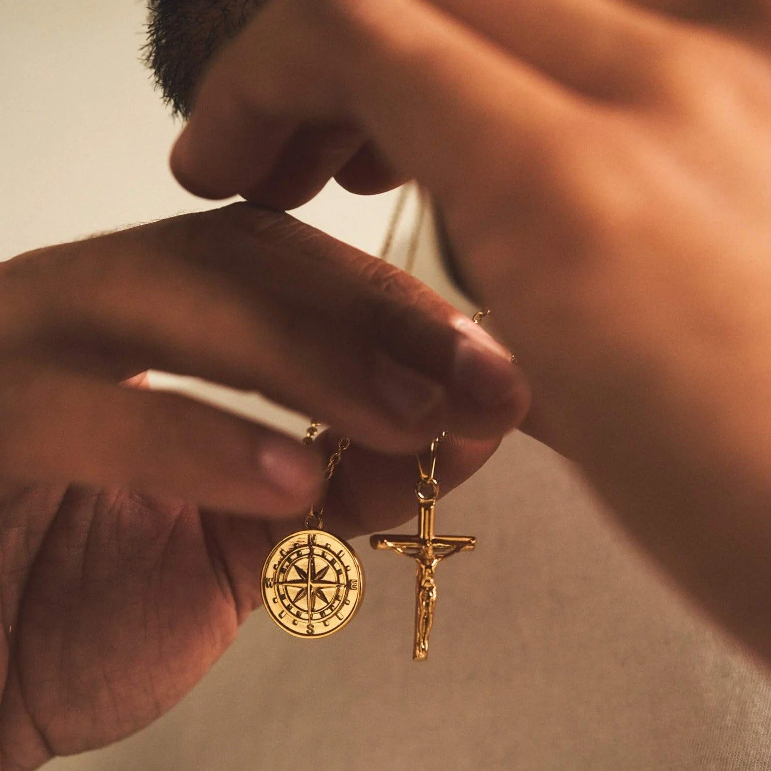 Compass x Crucifix Set (Gold) - Image 4