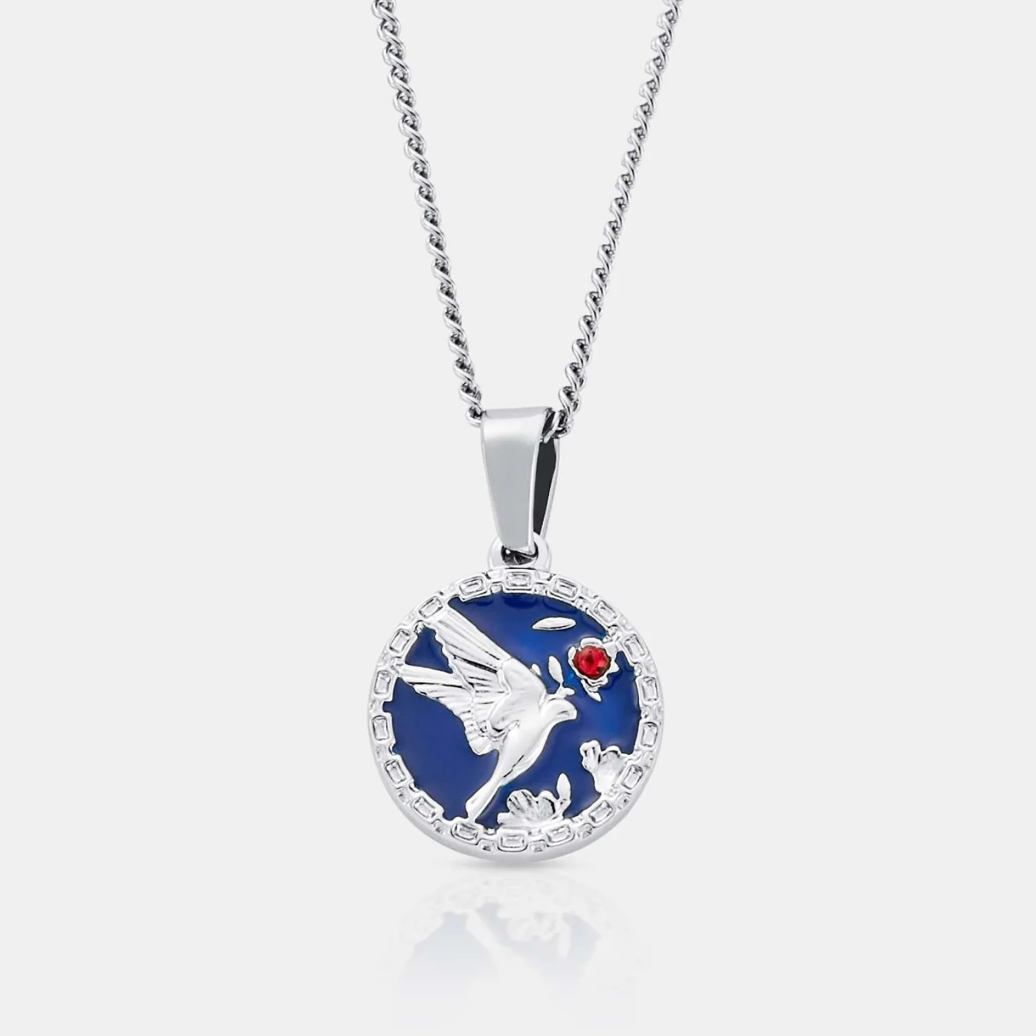 Enamel Swallow Pendant (Silver)