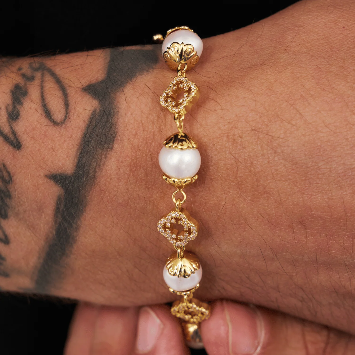 Filigree Real Pearl Bracelet (Gold) - Image 8
