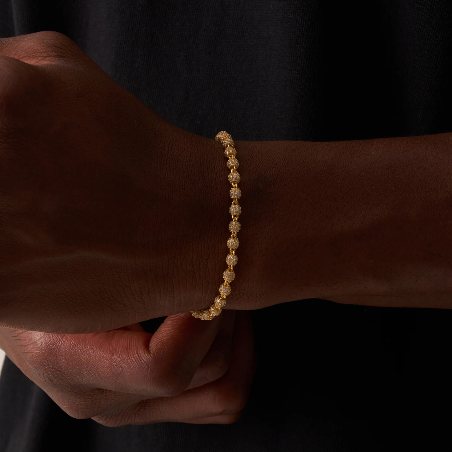 Iced Ball Pendant Bracelet (Gold) 4mm - Image 5