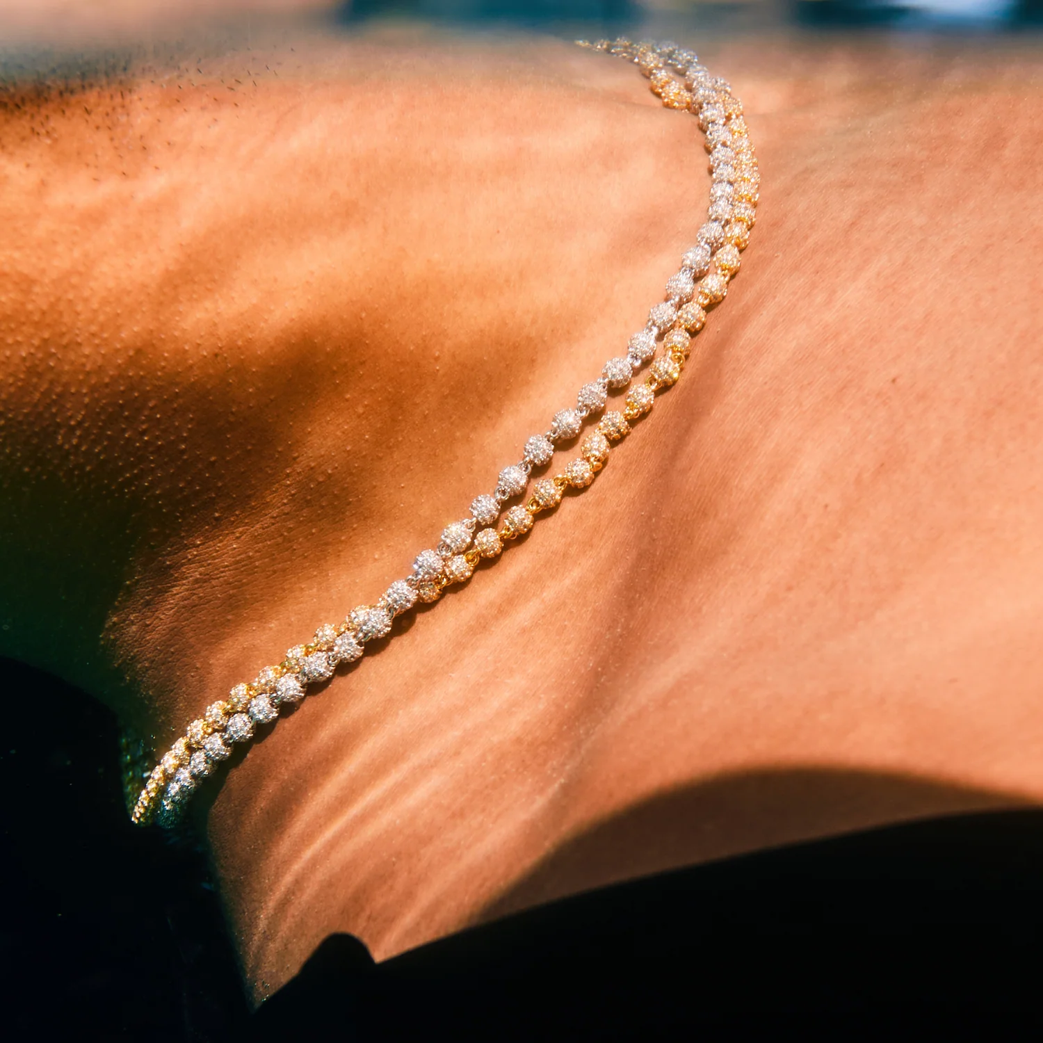 Iced Ball Pendant Necklace (Gold) 4mm - Image 5