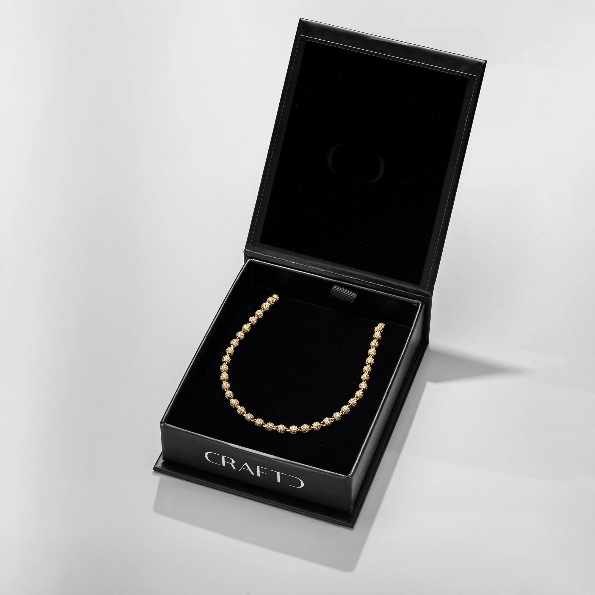 Iced Ball Pendant Necklace (Gold) 4mm - Image 6