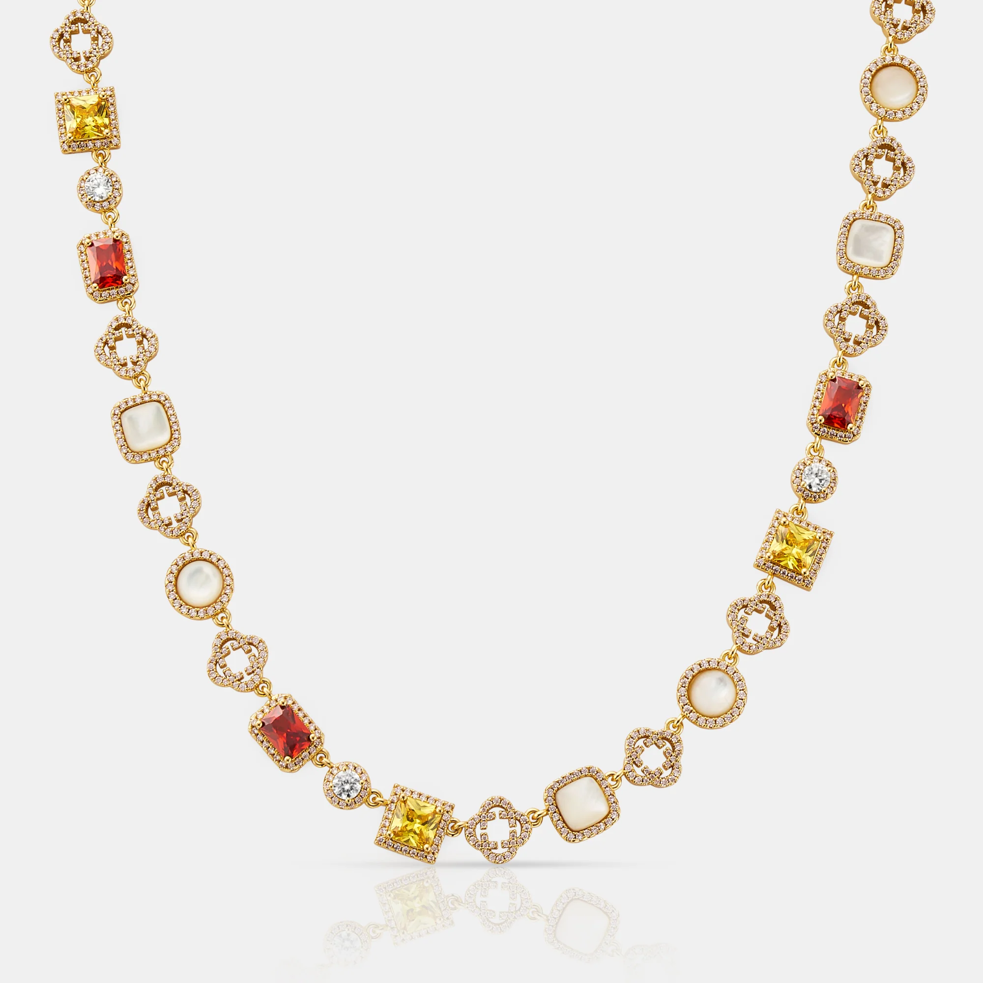 Iced Gemstone Necklace (Gold)