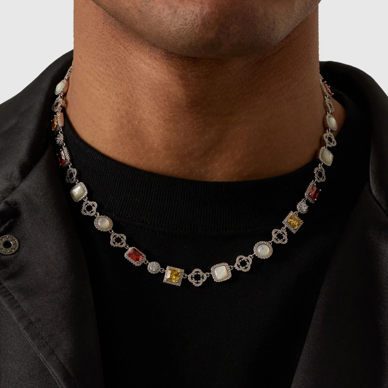 Iced Gemstone Necklace (Silver) - Image 6