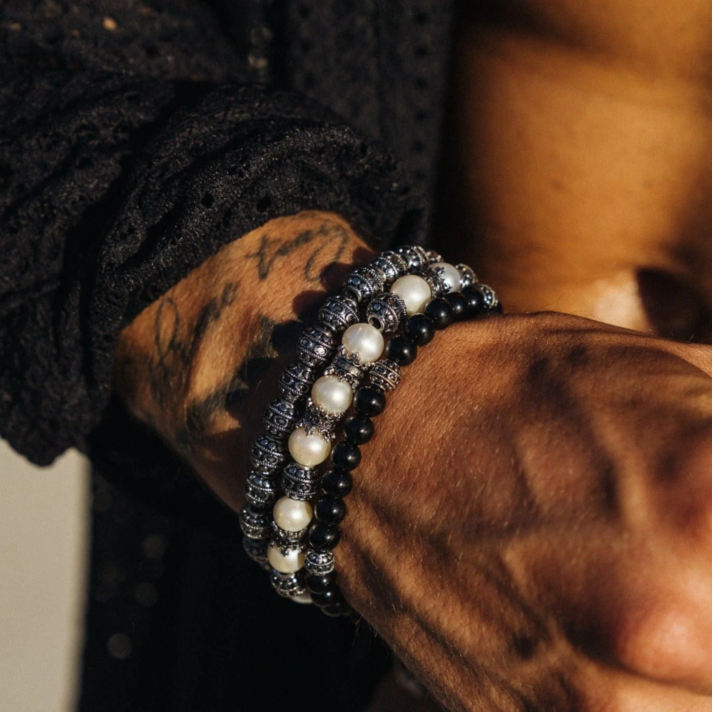Matte Onyx Stone Bracelet (Silver) - Image 4