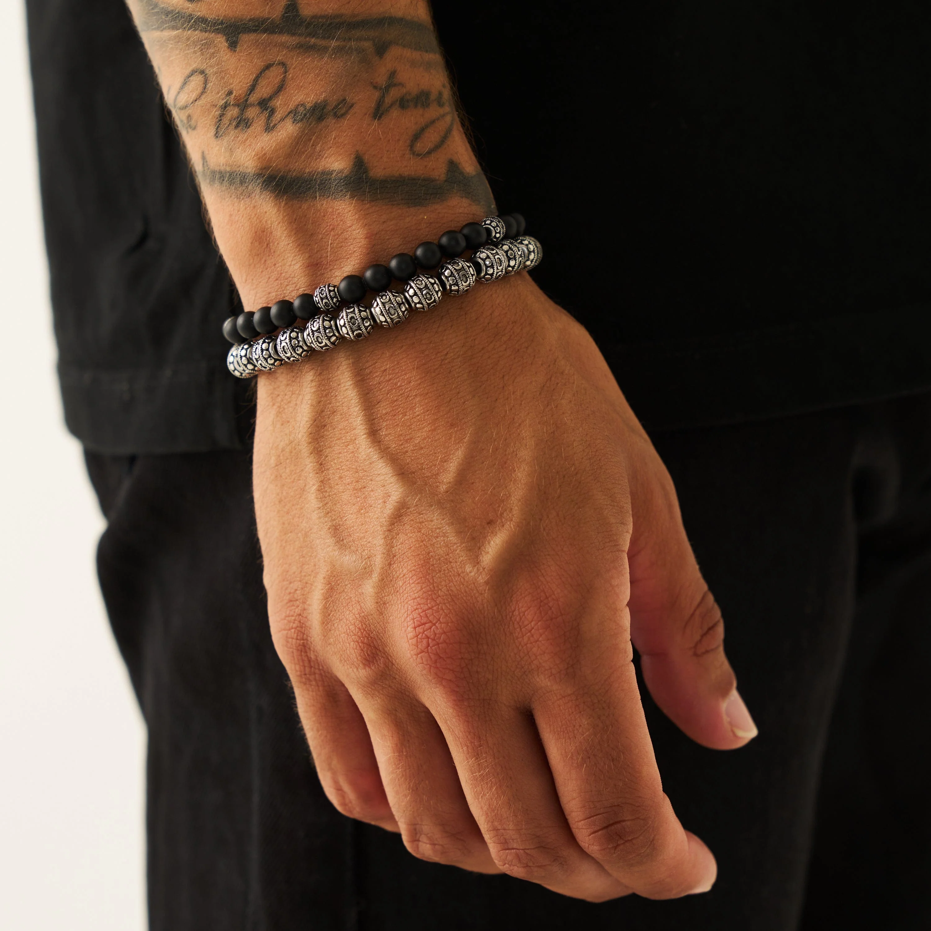 Matte Onyx Stone Bracelet (Silver) - Image 5
