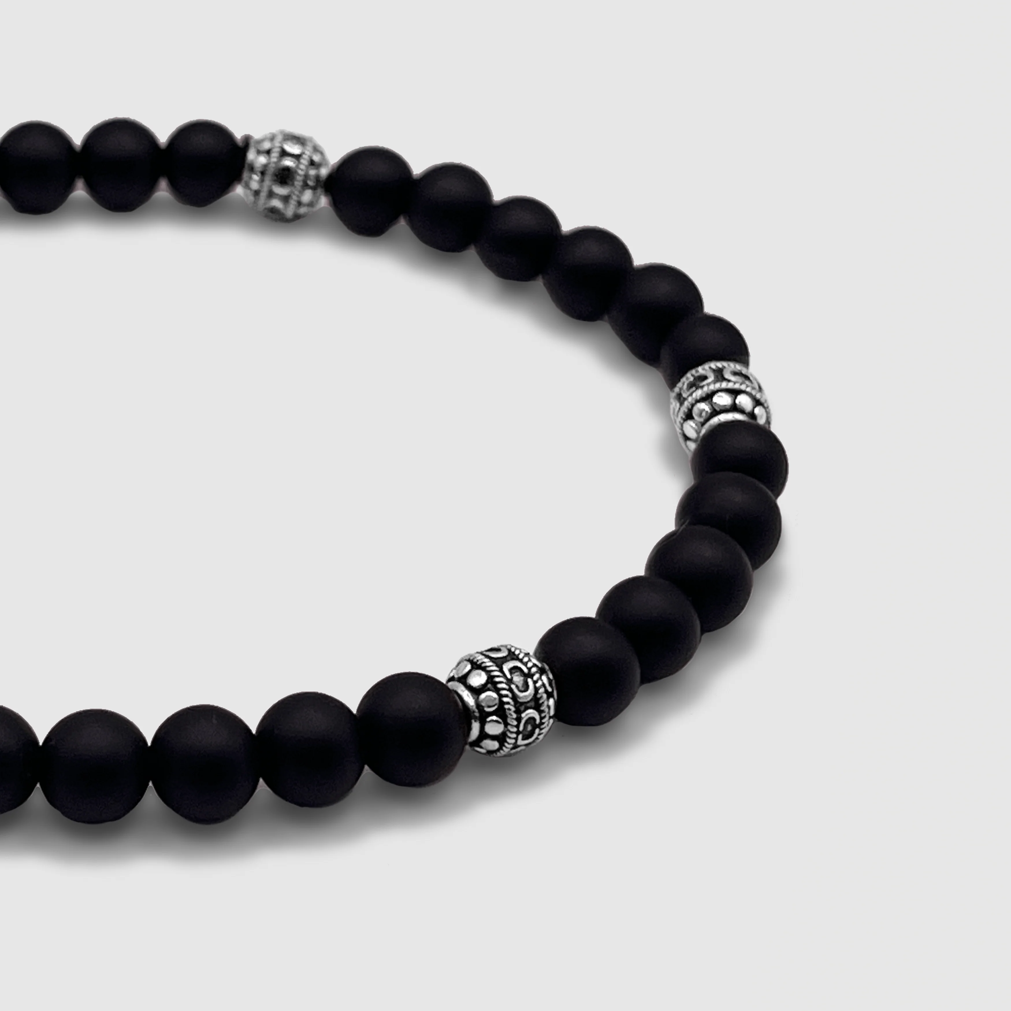 Matte Onyx Stone Bracelet (Silver) - Image 8