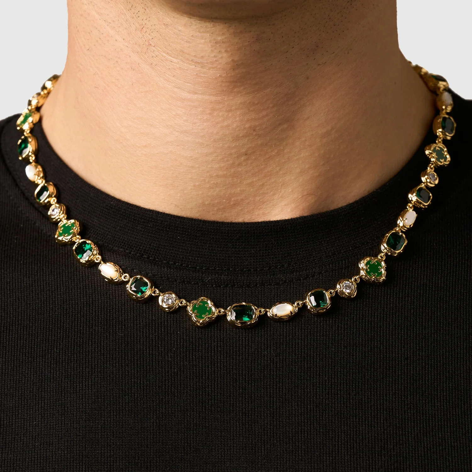 Melted Emerald Gemstone Necklace (Gold) - Image 2