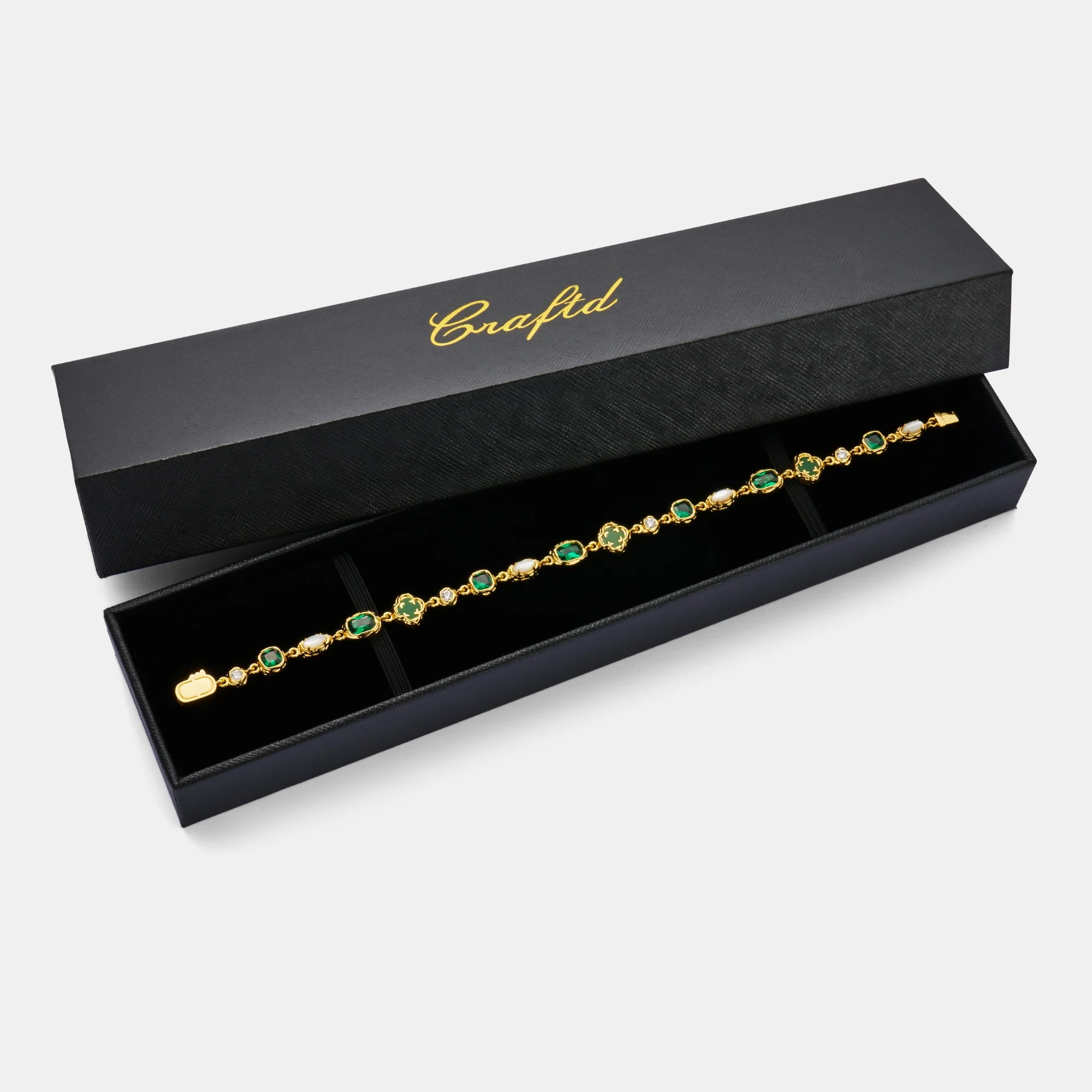 Melted Emerald Gemstone Necklace (Gold) - Image 8