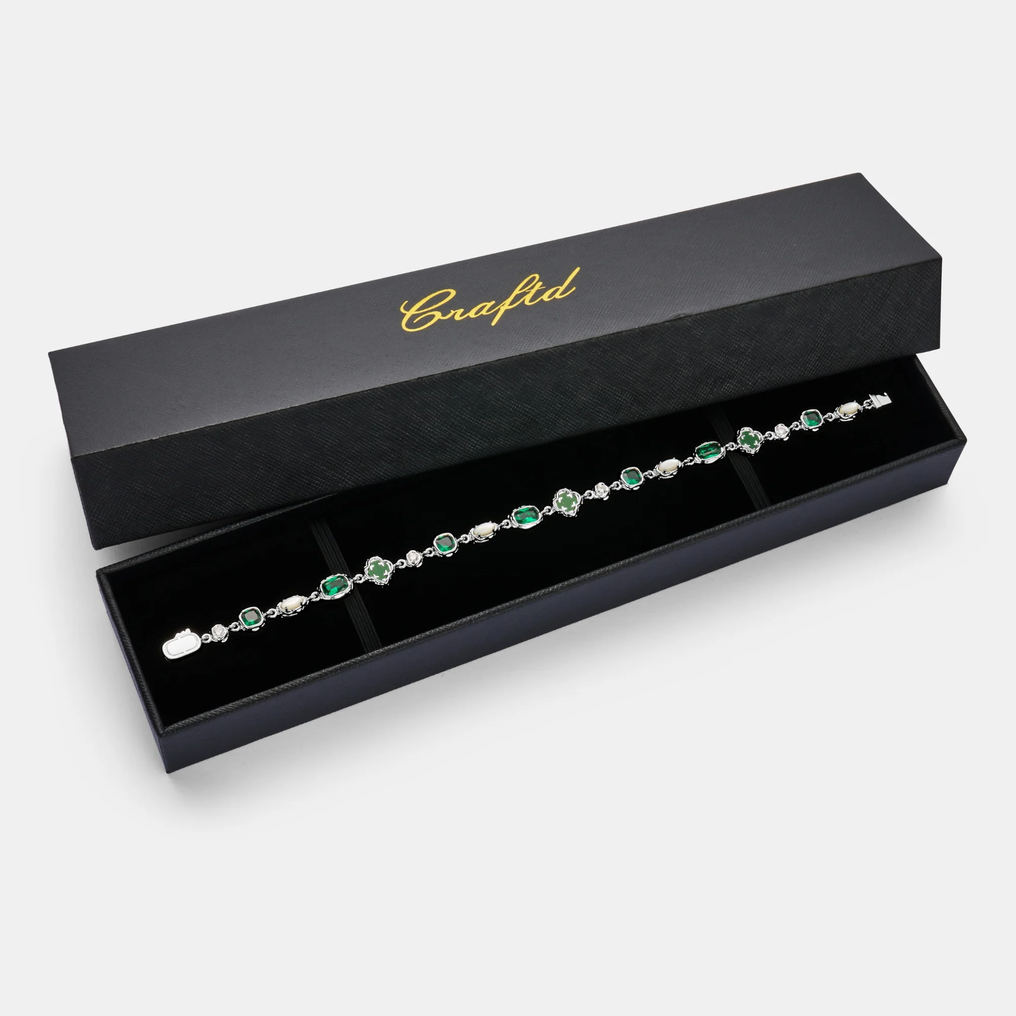 Melted Emerald Gemstone Necklace (Silver) - Image 8