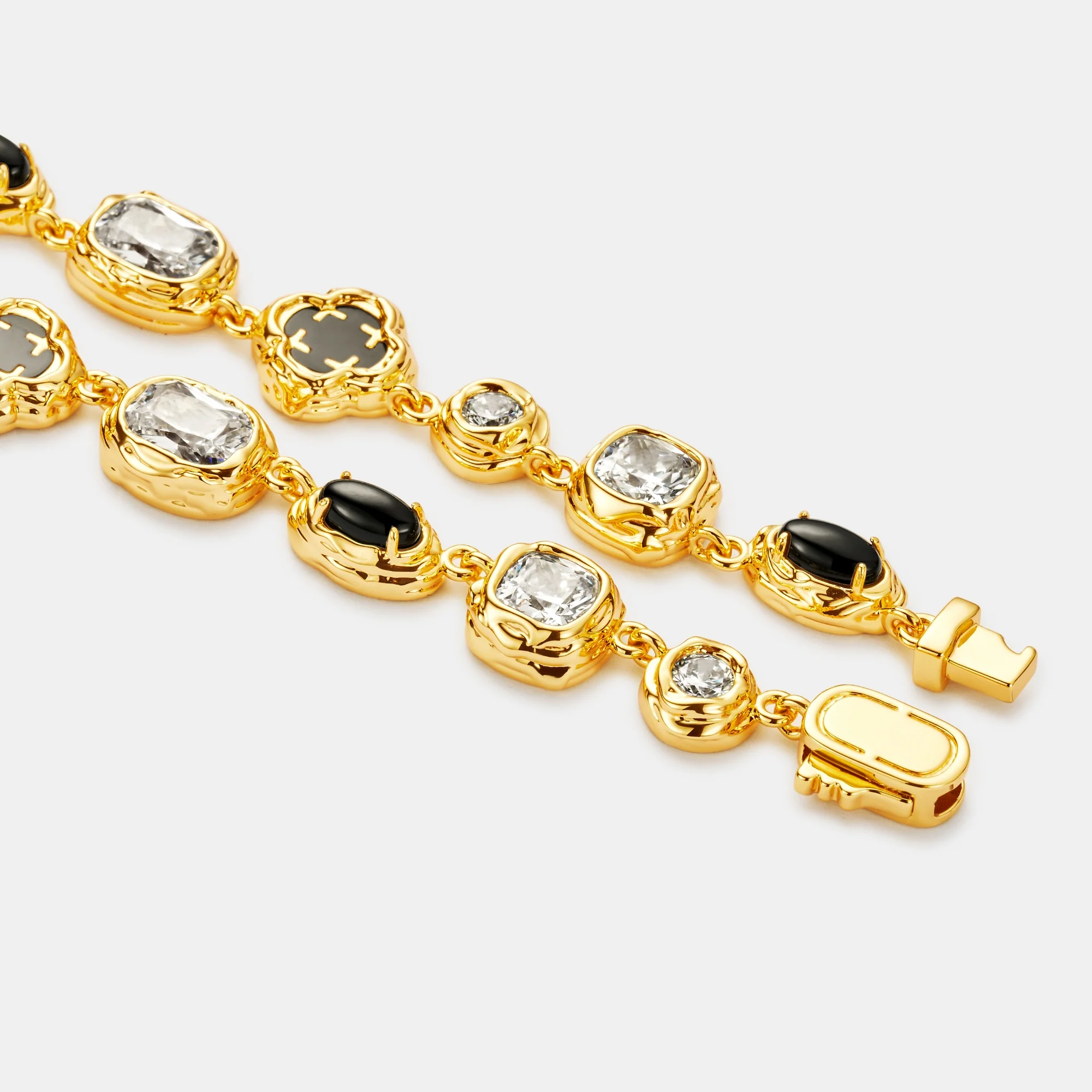 Melted Onyx Gemstone Bracelet (Gold) - Image 5