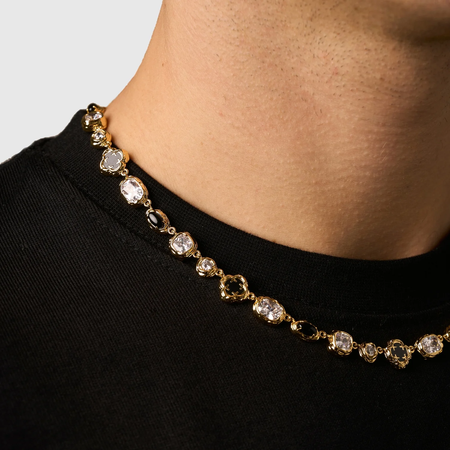 Melted Onyx Gemstone Necklace (Gold) - Image 7