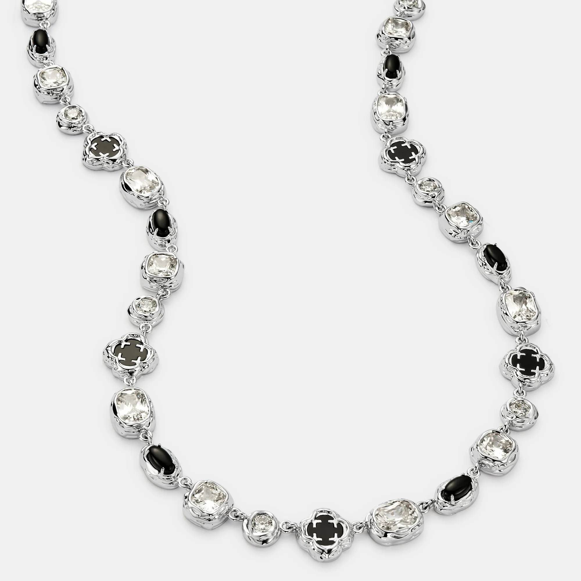 Melted Onyx Gemstone Necklace (Silver) - Image 4
