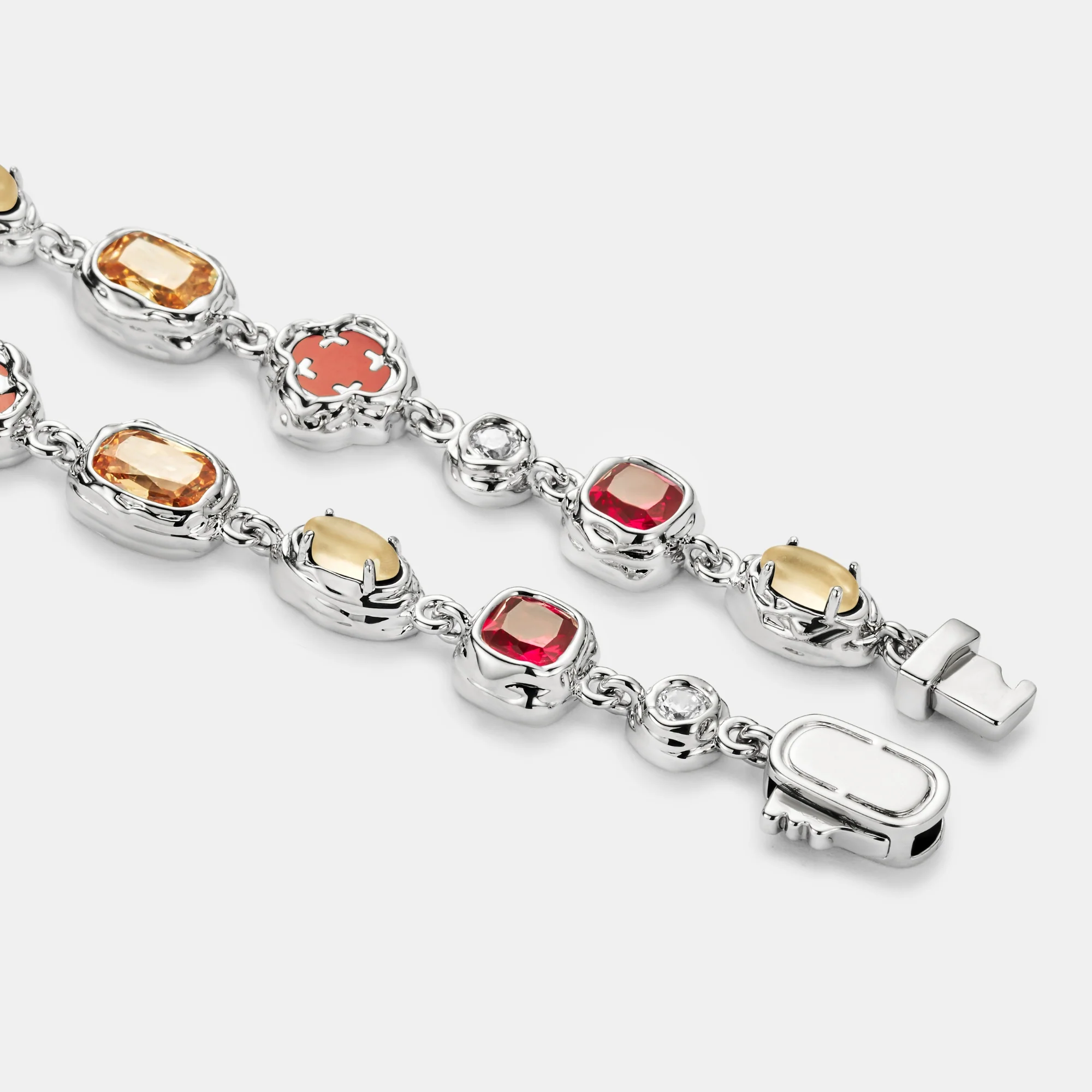 Melted Ruby Gemstone Bracelet (Silver) - Image 5