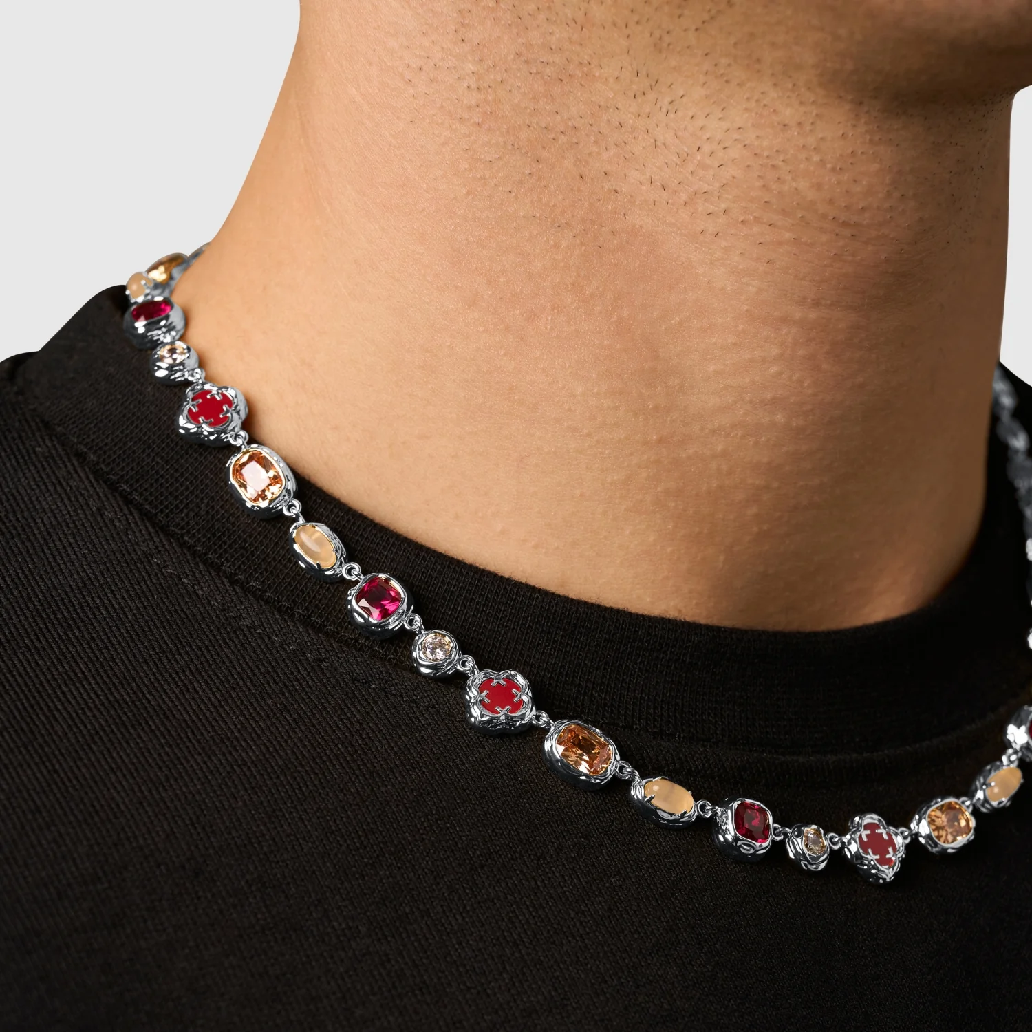 Melted Ruby Gemstone Necklace (Silver) - Image 6