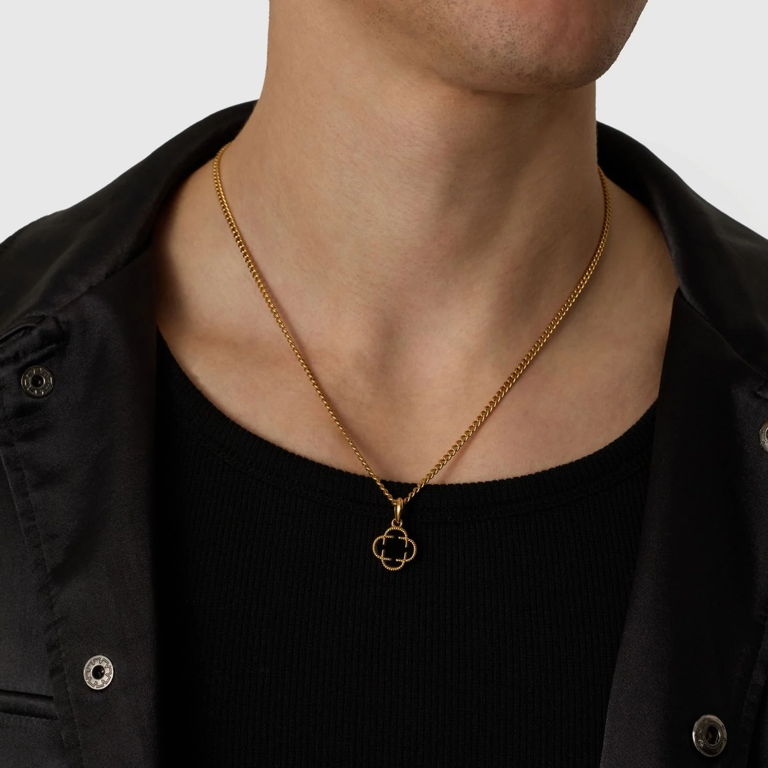Onyx Clover Stone Pendant (Gold) - Image 8