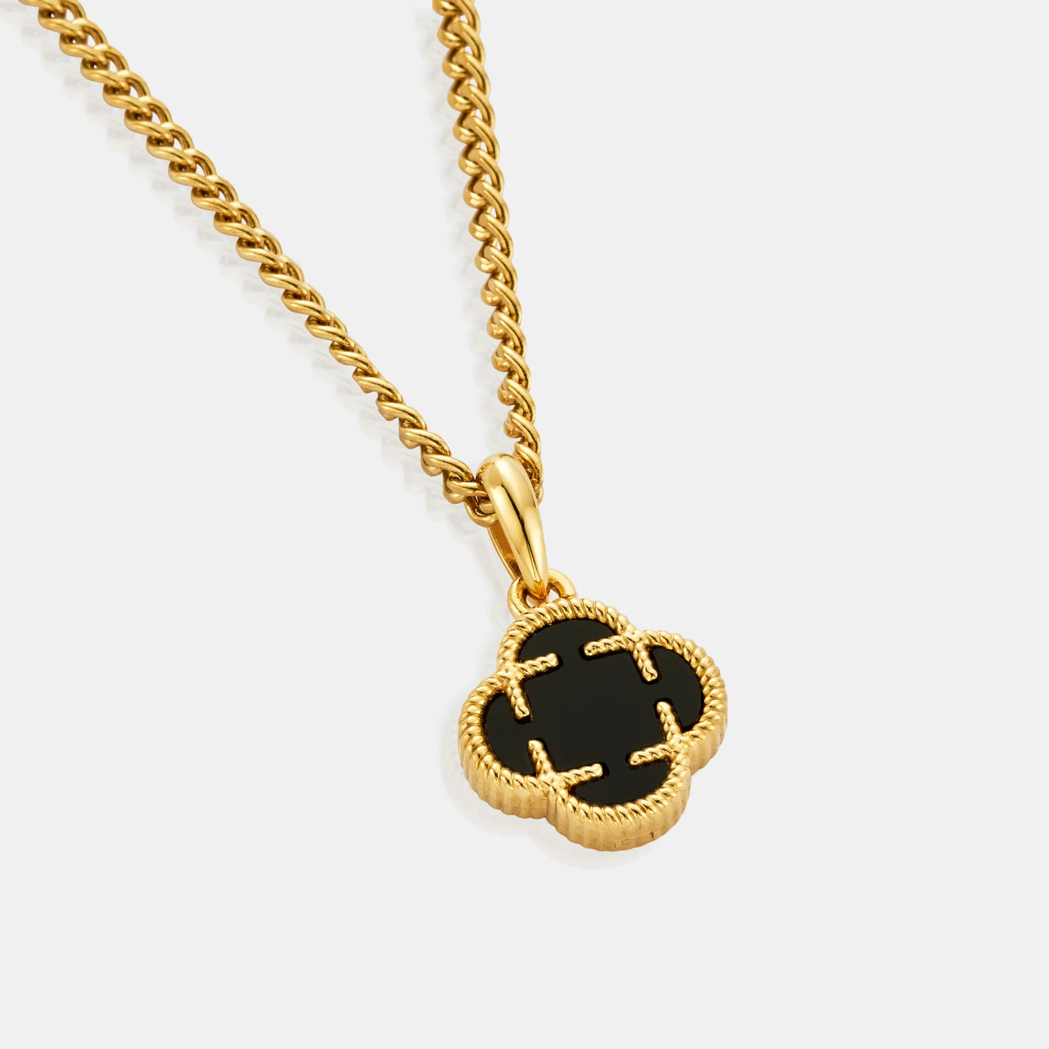 Onyx Clover Stone Pendant (Gold) - Image 9
