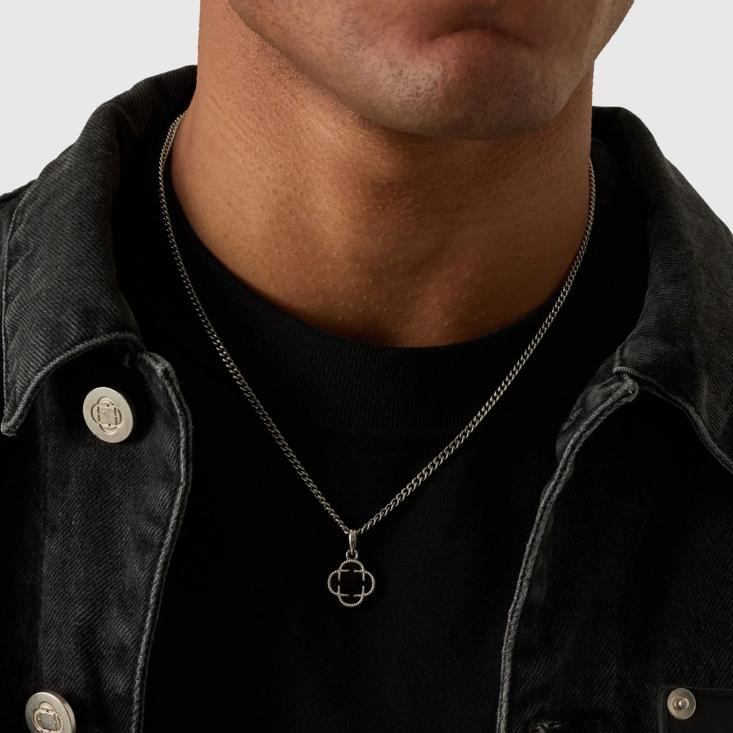Onyx Clover Stone Pendant (Silver) - Image 5