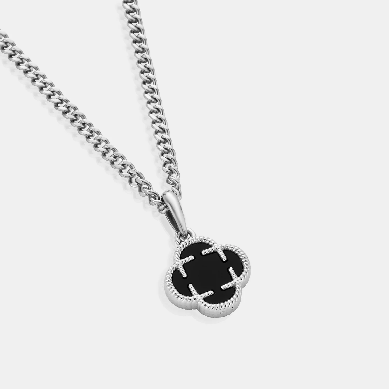Onyx Clover Stone Pendant (Silver) - Image 8