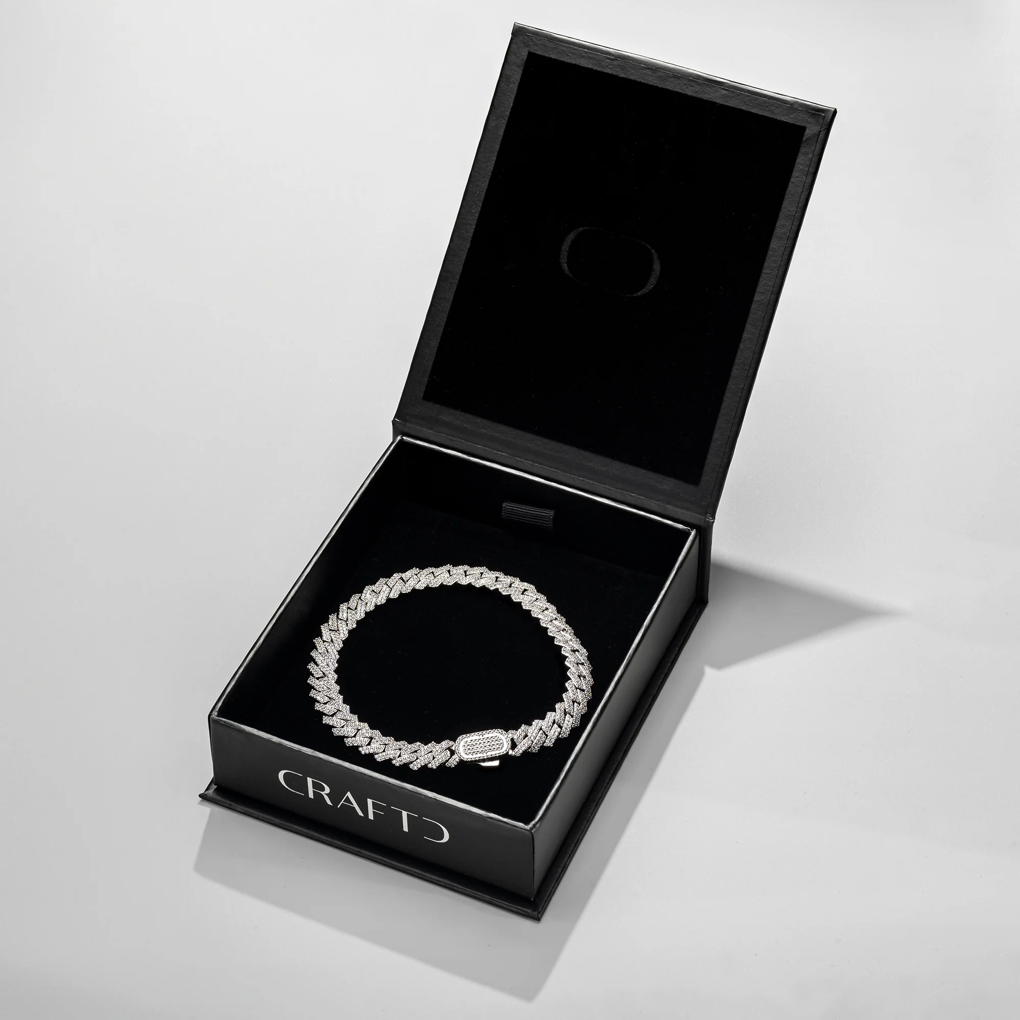 Prong Link Iced Cuban Bracelet (Silver) 8mm - Image 4