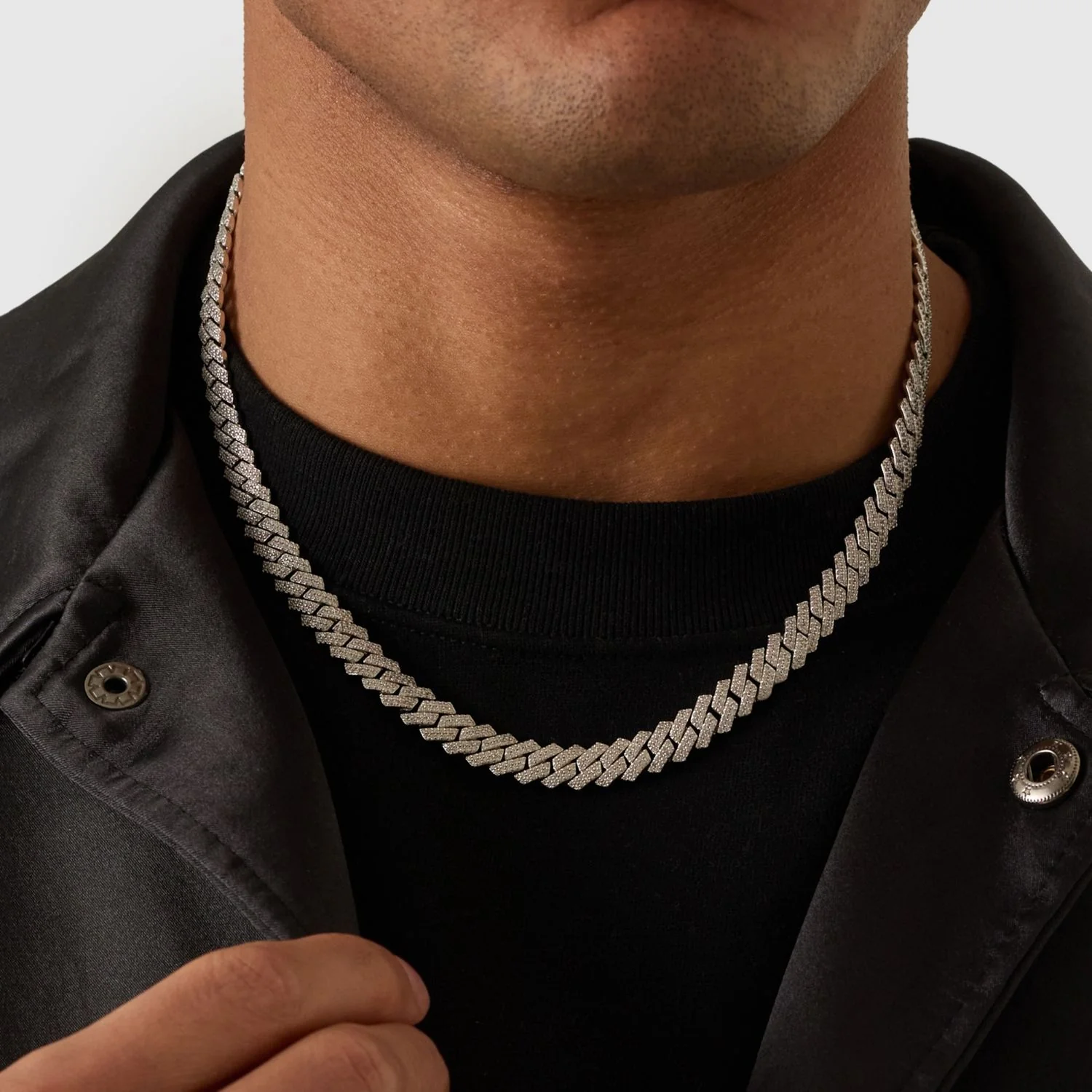 Prong Link Iced Cuban (Silver) 8mm - Image 9