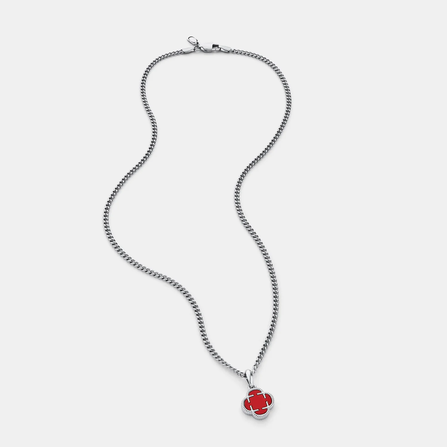 Light Red Clover Stone Pendant (Silver) - Image 7