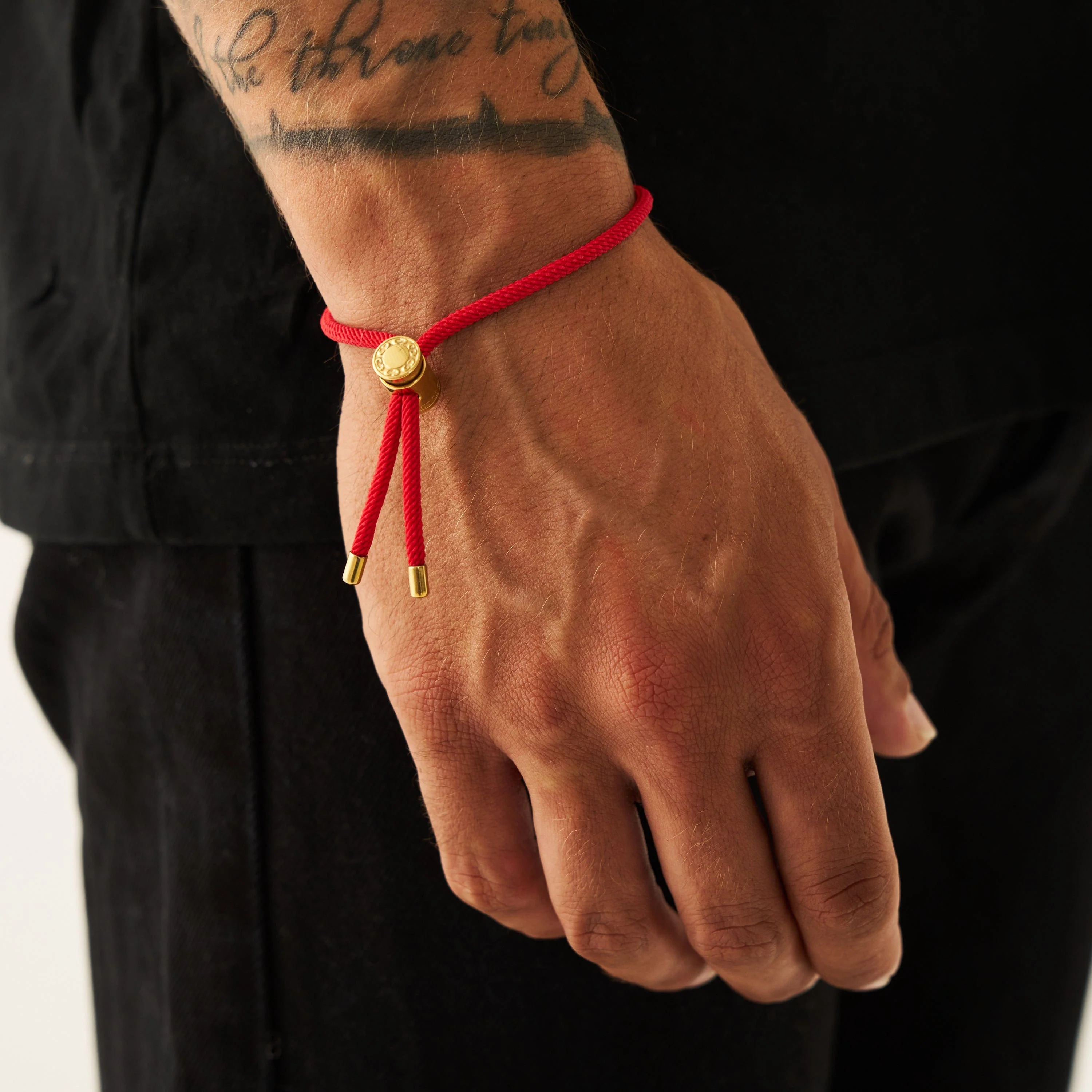 Red Cord Toggle Bracelet (Gold) - Image 2