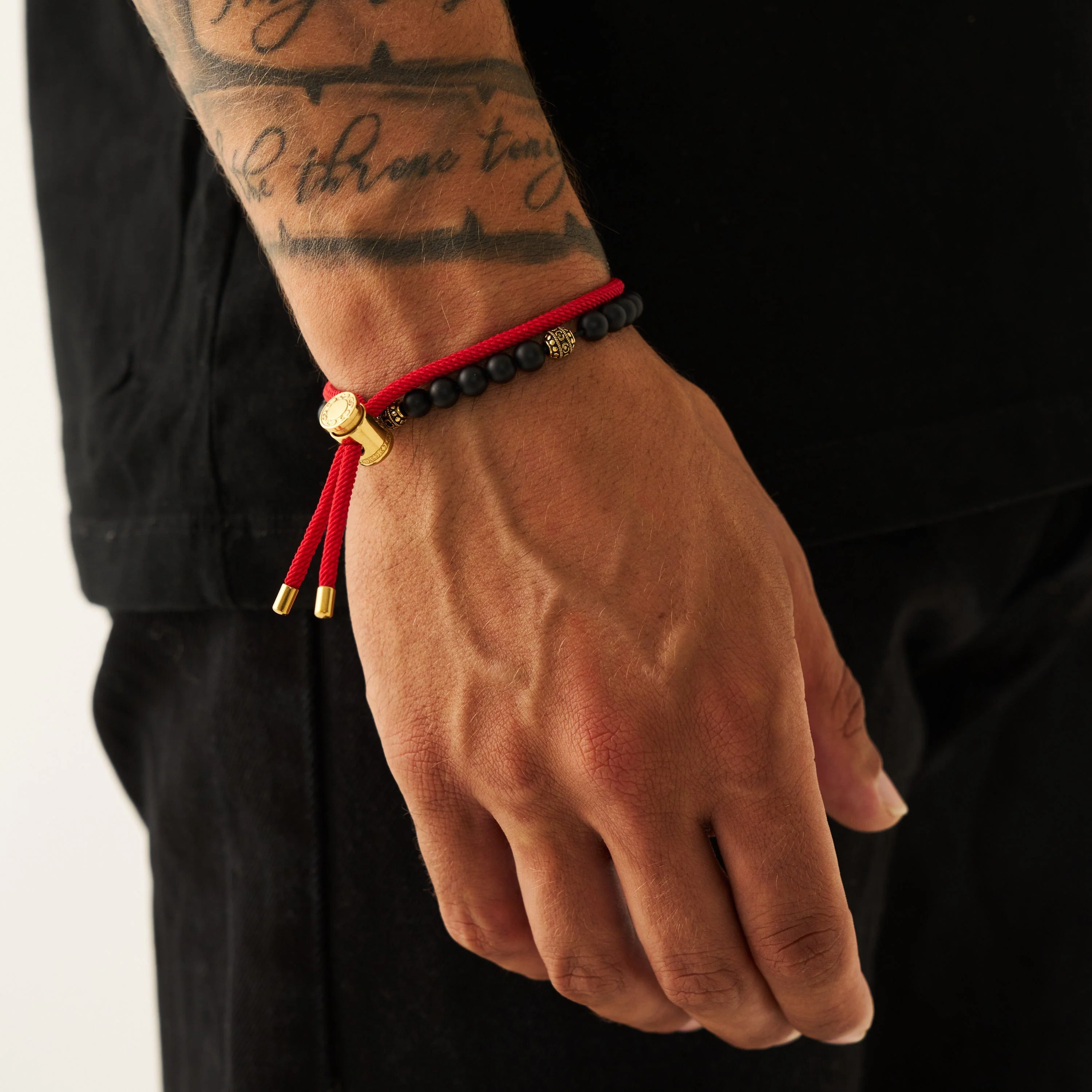Red Cord Toggle Bracelet (Gold) - Image 4