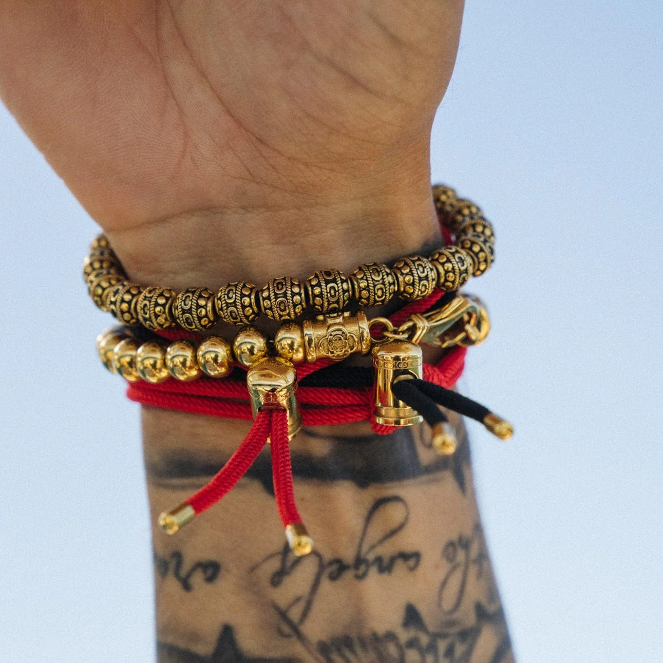 Red Cord Toggle Bracelet (Gold) - Image 6