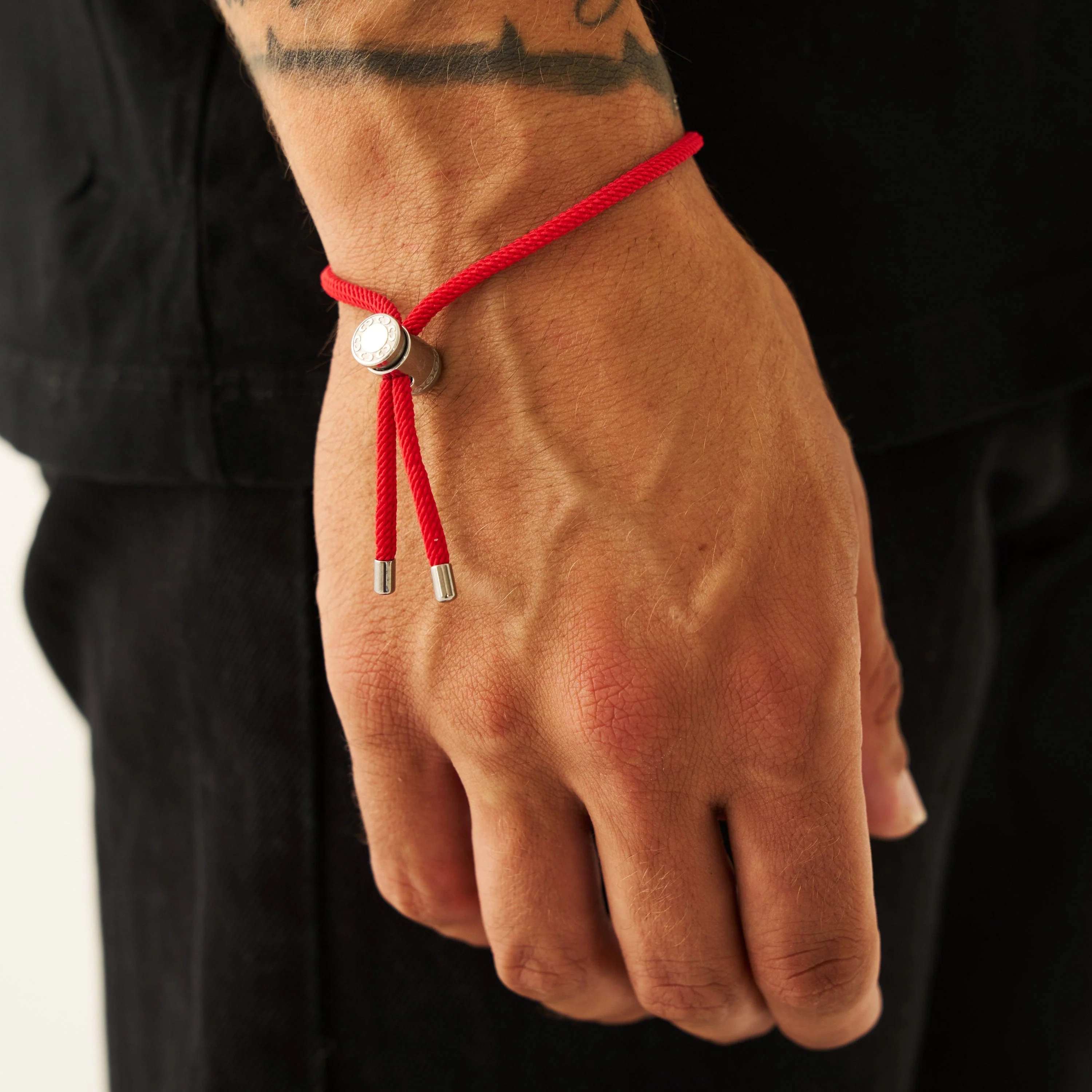Red Cord Toggle Bracelet (Silver) - Image 2