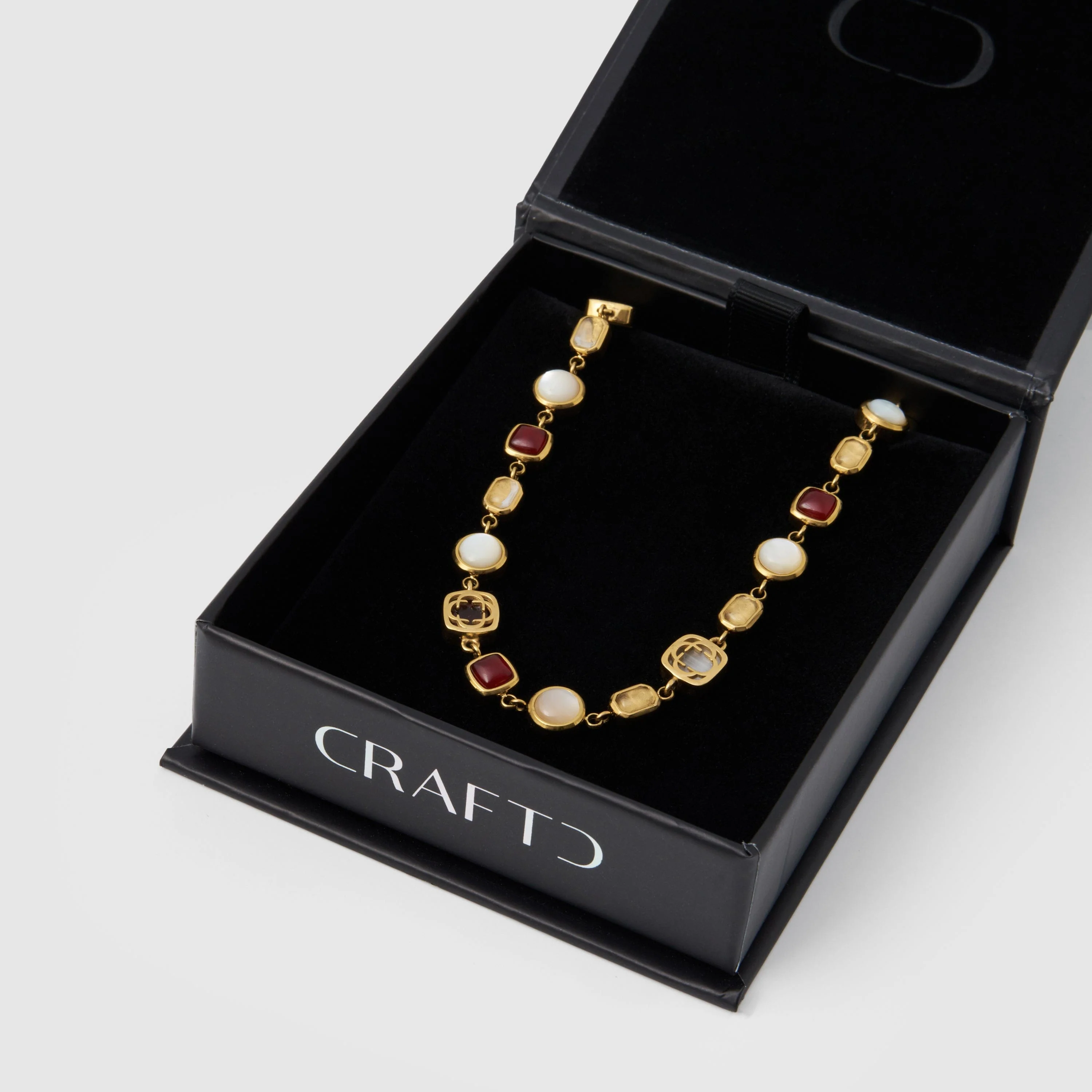 Red Crystal Gemstone Necklace (Gold) - Image 8