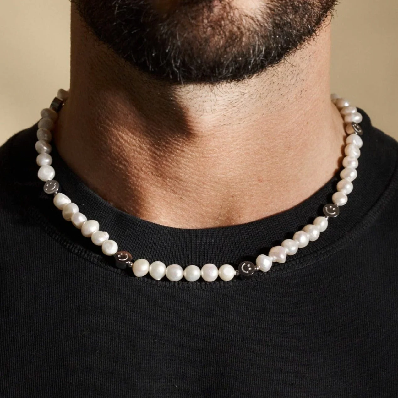 Smiley Real Pearl Necklace (Silver) - Image 2