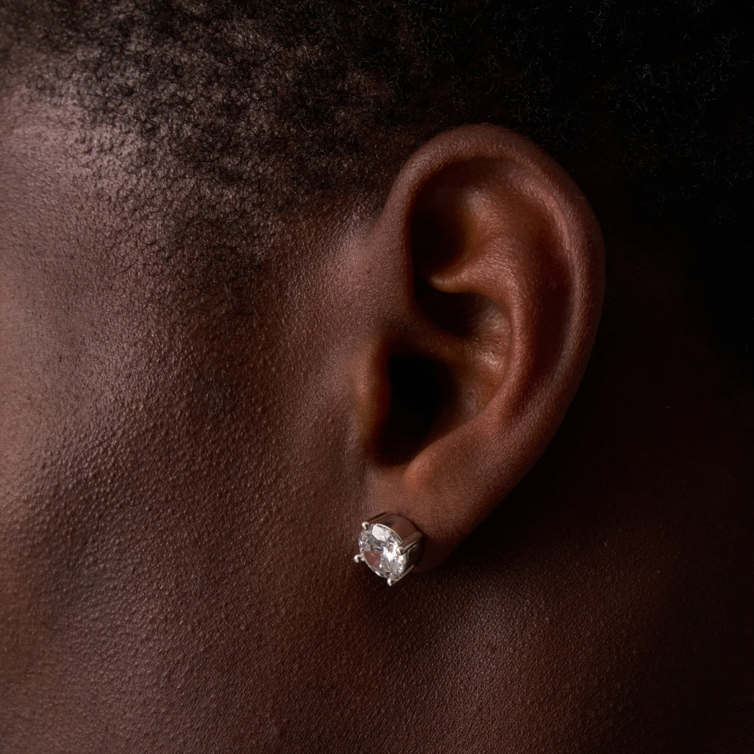 Round Diamond Stud Earrings (Silver) - Image 5