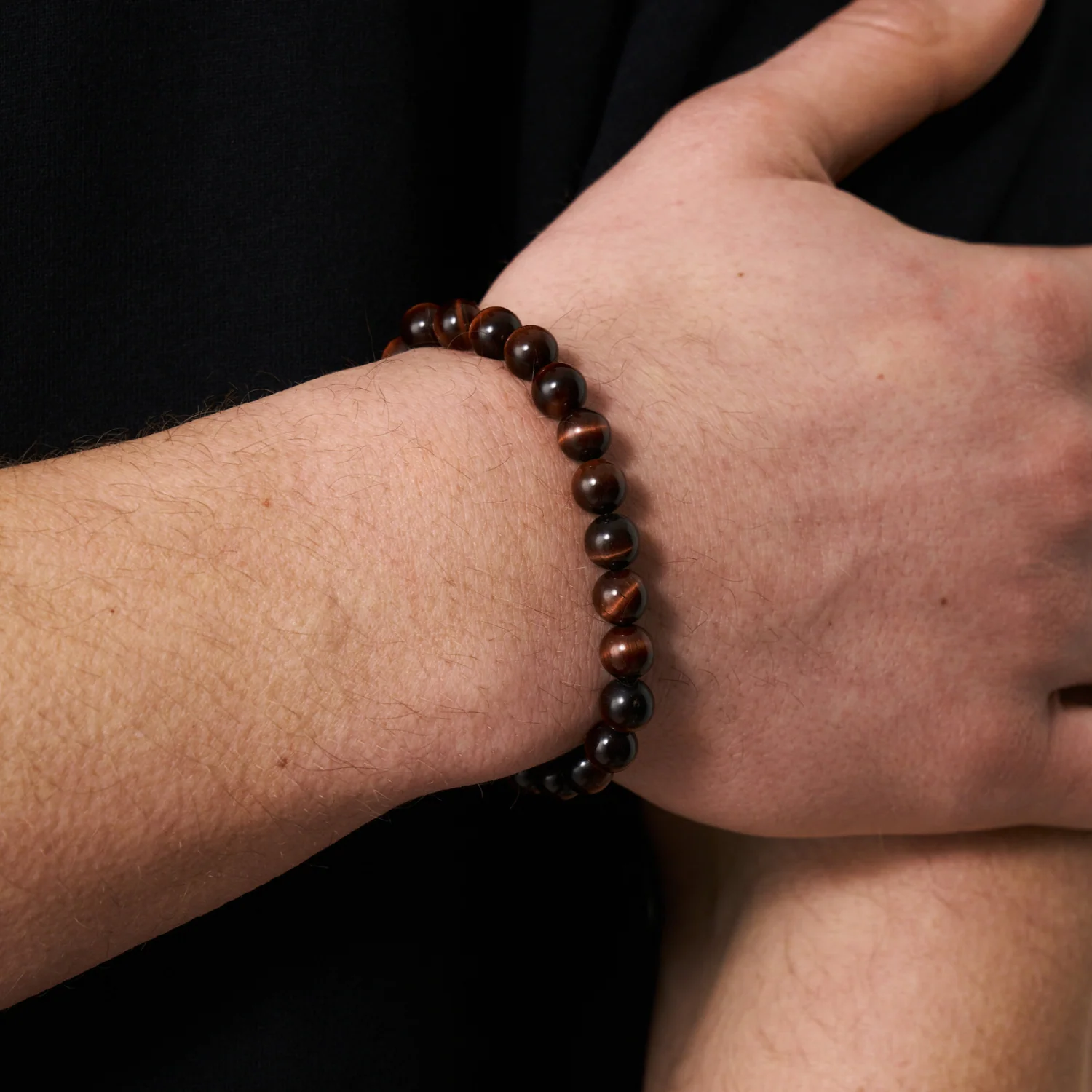 Tiger's Eye Metal Bead Bracelet (Gold) - Image 3